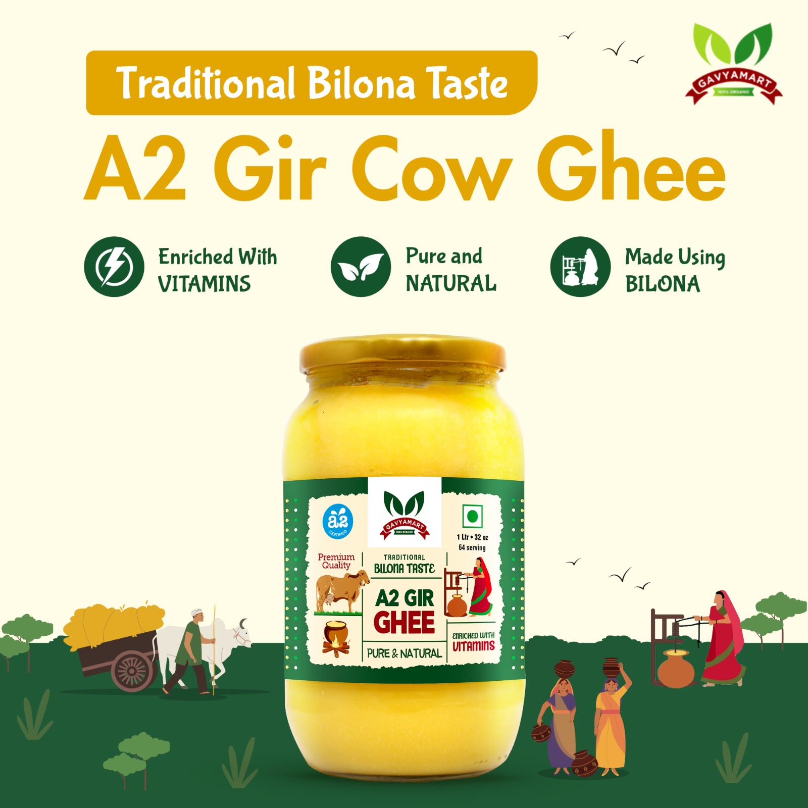 A2 Gir Cow Bilona Ghee